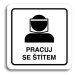 Accept Piktogram "pracuj se štítem III" (80 × 80 mm) (bílá tabulka - černý tisk)