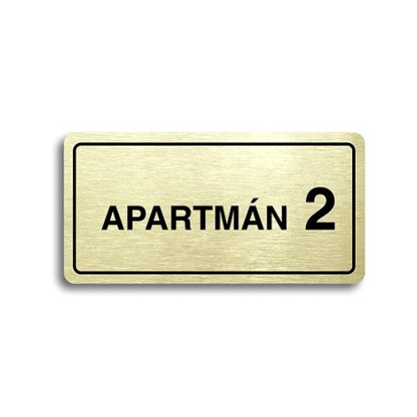 Accept Piktogram "APARTMÁN 2 II" (160 × 80 mm) (zlatá tabulka - černý tisk)