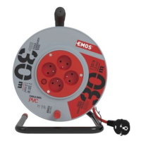 EMOS Prodlužovací kabel na bubnu s pohyblivým středem se 4 zásuvkami 1,0 mm² DULU 30 m červený