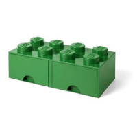 LEGO úložný box 8 s šuplíky - tmavě zelená