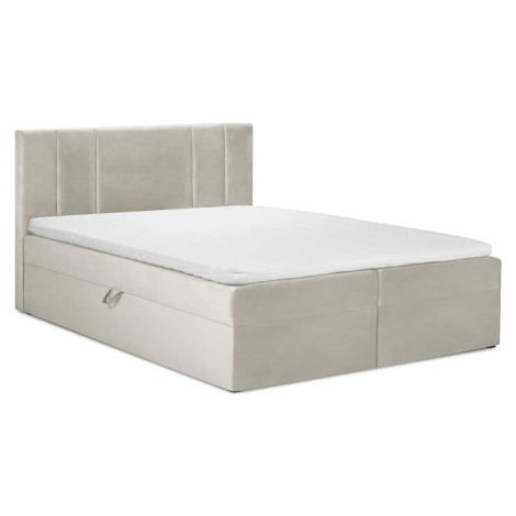 Béžová boxspring postel s úložným prostorem 200x200 cm Afra – Mazzini Beds Mazzini Sofas