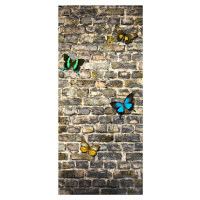 FTN V 2905 Vliesová fototapeta dveřní Butterfly on the wall, velikost 90 x 202 cm