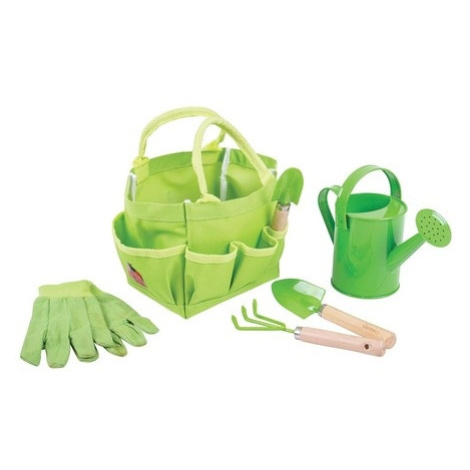 Bigjigs Toys - Zahradní set nářadí v plátěné tašce zelený