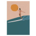 Ilustrace Female Longboard Surfer riding the wave,, LucidSurf, 26.7 × 40 cm