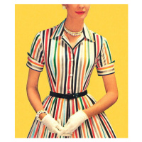 Ilustrace Woman Wearing Striped Dress and White Gloves, CSA Images, 34 × 40 cm