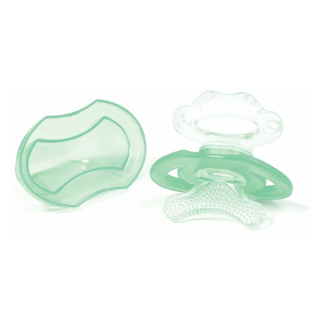 Kousátko silikonových bez BPA ve tvaru dudlíku s krytem zelená 3m + BabyOno
