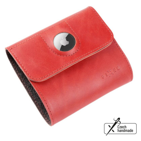 FIXED Classic Wallet for AirTag Kožená peněženka z pravé hovězí kůže červená