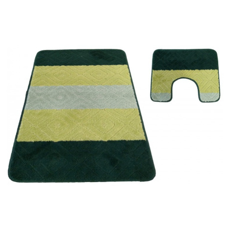 Vzorovaný set koupelnových koberečků zelené barvy 50 cm x 80 cm + 40 cm x 50 cm