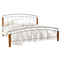 Manželská postel MIRELA, přírodní dřevo/stříbrný kov, 180x200