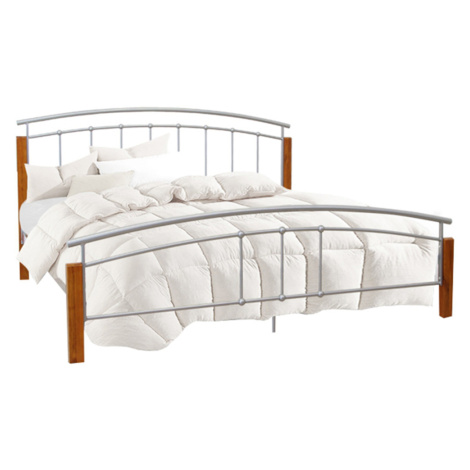 Manželská postel MIRELA, přírodní dřevo/stříbrný kov, 180x200 Tempo Kondela
