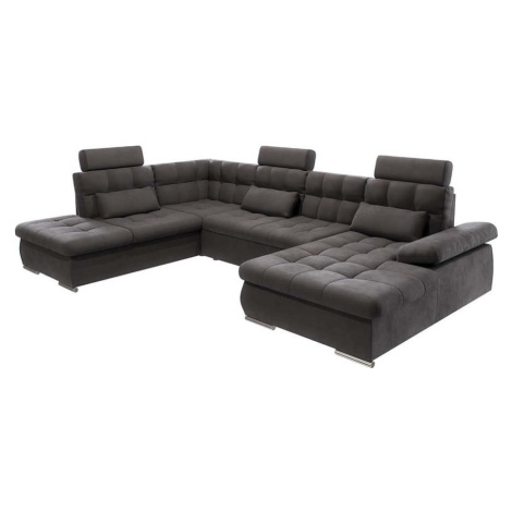 Antracitová rozkládací/s úložným prostorem rohová pohovka (levý roh/do "U") Merkur – Ropez