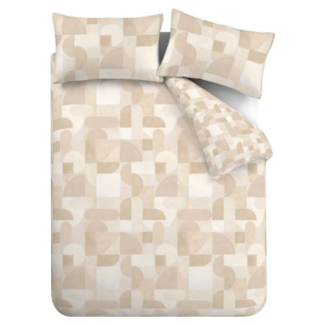 Béžové povlečení na dvoulůžko/prodloužené 230x220 cm Sloane Geo – Catherine Lansfield