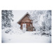 Ilustrace A cozy log cabin in the snow, Peter Zenkl, 40 × 26.7 cm