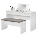 Toaletní stolek s lavicí LIPSTICK bílá/hnědobílá