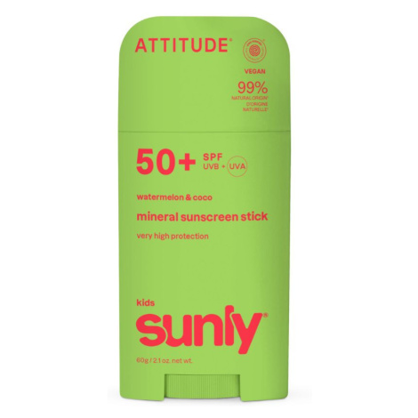 ATTITUDE Sunly Dětský minerální opalovací krém SPF 50+ s vůní melounu a kokosu 60 g