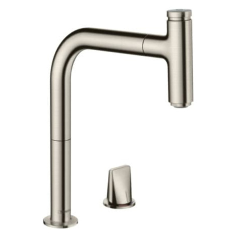 Dřezová baterie Hansgrohe Metris s vytahovací sprškou vzhled nerezu 73804800