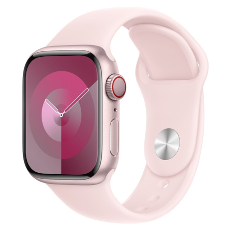 Apple Watch Series 9 Cellular 41mm Růžový hliník se světle růžovým sportovním řemínkem S/M Růžov
