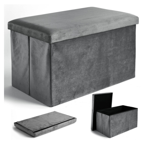 TZB Taburet s úložným prostorem DIEGO XL sametový šedý