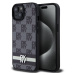 DKNY PU Leather Checkered Pattern and Stripe kryt iPhone 15 černý