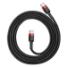 Odolný kabel nylonem opletený USB-C / USB-C PD QC 60W 3A 480Mb/s Baseus Cafule 1m Černočervený