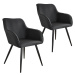 tectake 404086 2x židle marilyn lněný vzhled - krémová/černá - krémová/černá