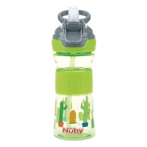 NUBY Láhev sportovní s měkkým sklopným brčkem 360 ml, zelená, 3+