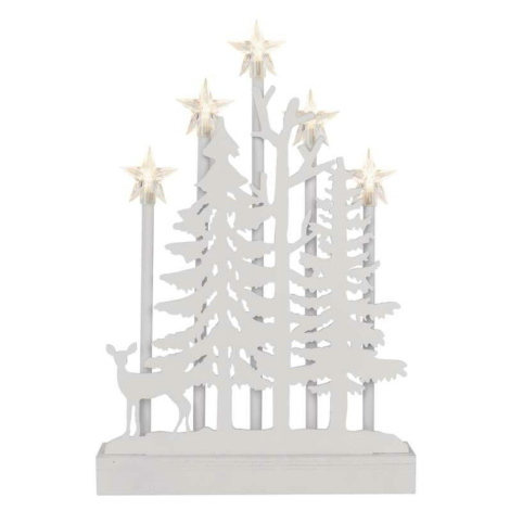 EMOS LED dekorace dřevěná – les s hvězdami, 35,5 cm, 2x AA, vnitřní, teplá bílá, časovač DCAW13