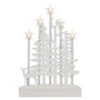EMOS LED dekorace dřevěná – les s hvězdami, 35,5 cm, 2x AA, vnitřní, teplá bílá, časovač DCAW13