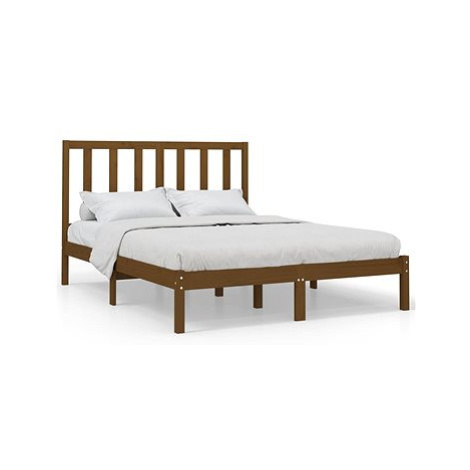 Rám postele medově hnědý masivní dřevo 120 × 200 cm, 3106766 SHUMEE