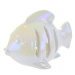 DOMMIO Ryba keramická s LED, bílá perleť, 10 × 14 cm