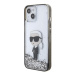 Karl Lagerfeld hard silikonový obal iPhone 15 6.1" Transparentní Liquid Glitter Ikonik