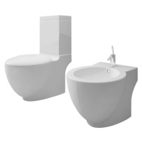 vidaXL Keramické WC a bidet bílé