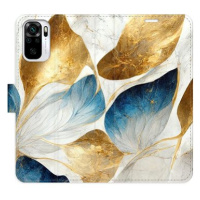 iSaprio flip pouzdro GoldBlue Leaves pro Xiaomi Redmi Note 10 / Note 10S