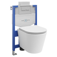 MEXEN/S WC předstěnová instalační sada Fenix XS-U s mísou WC Rico + sedátko softclose, bílá mat 