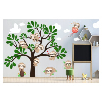 Dětská nálepka na zeď s rozkošnými lenochody 100 x 200 cm