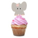1. rok narozeniny girl - Zápichy na cupcakes Slon růžový 10 ks