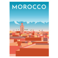 Ilustrace Morocco travel retro poster, vintage banner., Rinat Khairitdinov, 30 × 40 cm