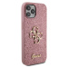 Guess PU Fixed Glitter 4G Metal Logo kryt iPhone 12/12 Pro růžový
