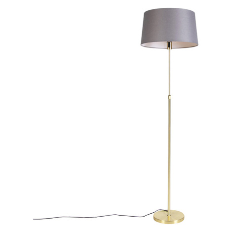 Stojací lampa zlatá / mosaz s odstínem lnu šedý 45 cm - Parte QAZQA