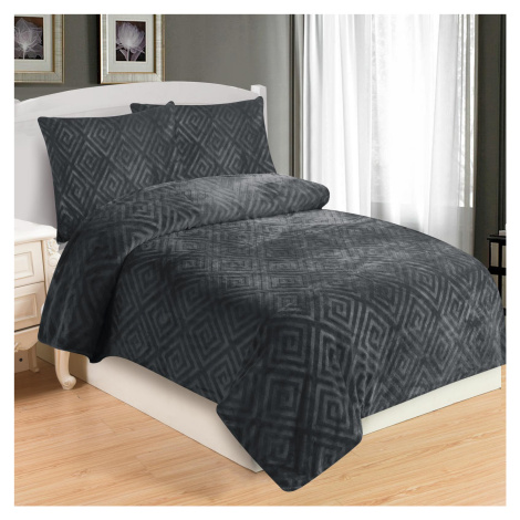 Mikroplyšové povlečení Dolce tmavě šedá 200x140cm+90x70cm TiaHome