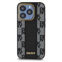 Zadní kryt DKNY PU Leather Checkered Pattern Magsafe pro Apple iPhone 15 Pro, černá