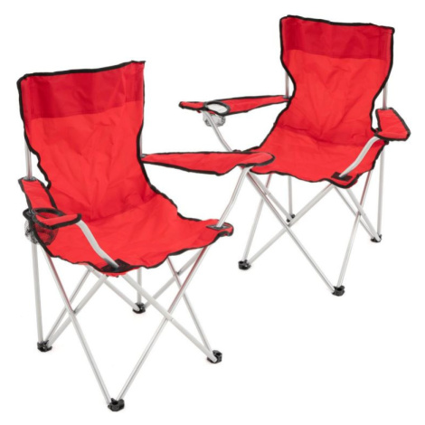 Divero D68387 Set červených skládacích kempingových židlí s držákem nápojů