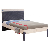 Studentská postel 120x200cm s poličkou lincoln - dub/tmavě modrá
