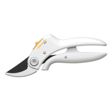 Bílé dvoučepelové zahradnické nůžky Fiskars PowerLever