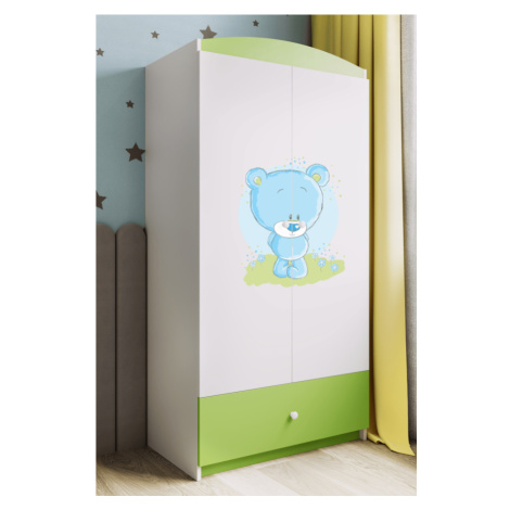 Kocot kids Dětská skříň Babydreams 90 cm medvídek zelená