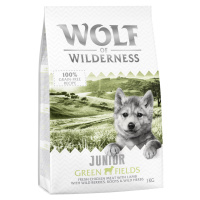 Wolf of Wilderness granule, 4 x 1 kg - 3 + 1 kg zdarma - Junior - Green Fields - jehněčí