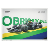 Umělecký tisk Mercedes-AMG Petronas F1 Team - Lewis Hamilton - Obrigado Brasil - 2021, 70 × 50 c