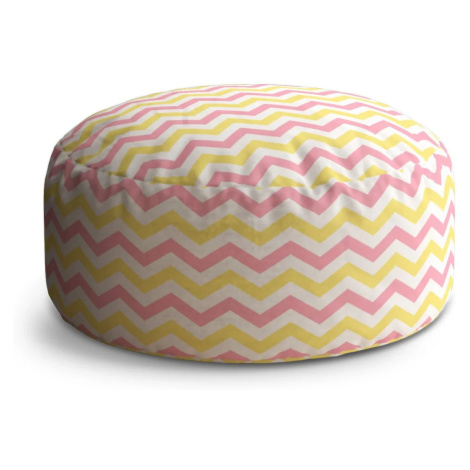 Taburet Circle Růžové a žluté klikyháky: 38x48 cm