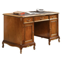Estila Luxusní rustikální psací stůl Emociones z masivního dřeva se třemi zásuvkami a dvířky 130