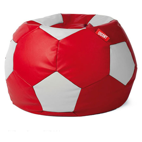 Sedací vak fotbalový míč ekokůže červeno-bílý BAUMAX